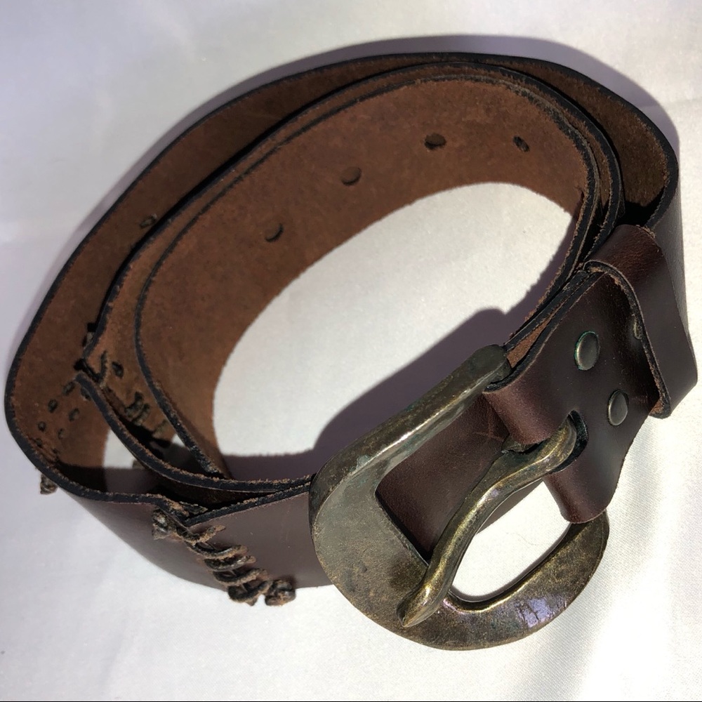 MARC BERNSTEIN BELT NEW YORK LEATHER BROWN SMALL MEDIUM S / M
